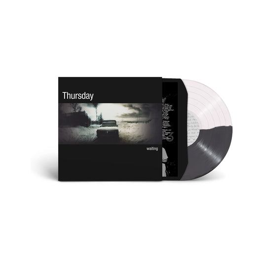 A Thursday vinyl from Velocity Records, featuring a dark, blurry car on a snowy road under cloudy skies, with Thursday and the album title in bold white text on the cover.