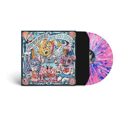 D.R.U.G.S. • Until God Shows • Transparent Pink with Blue & White Splatter vinyl record