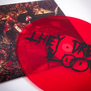 close up of red vinyl. 